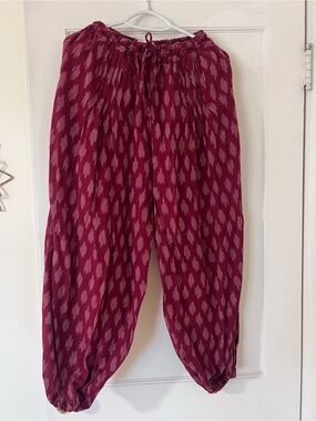Red Ikat Drawstring Harem Pants